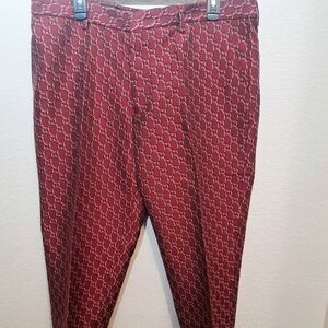 Gucci GG Red/Maroon Monogram Slim Fit Pants 38 / 30